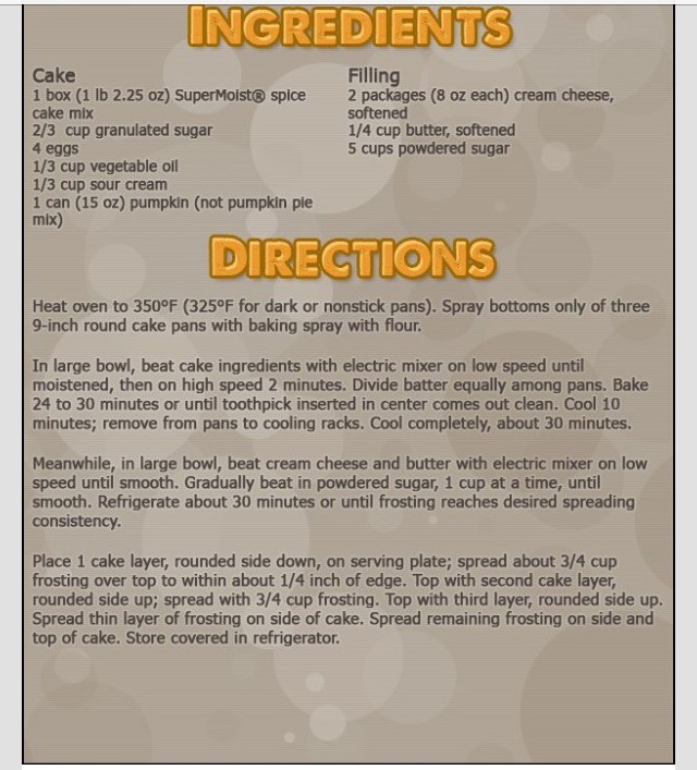 Frosted Pumpkin Spice Cake !!
