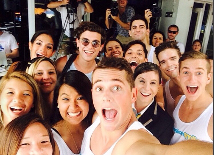 Take selfies with strangers - This is favorite. This can be a game. You can play with groups or you can play against someone else. So the rules are: take selfies with people you don't know and whoever gets the most people to take a picture with them wins. 