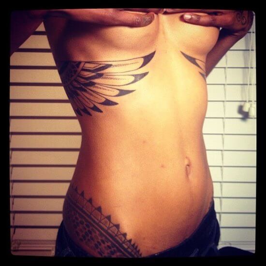 Beautiful Under Breast Tattoo Designs
