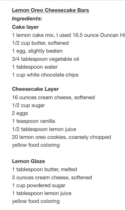 " Lemon Oreo Cheesecake Bars"💯