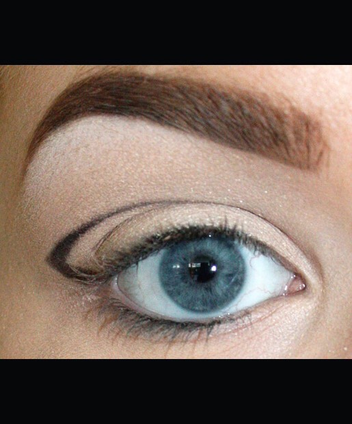 When your cut crease is drawn in, it should look something like this. (No judgment here if you need to grab the makeup remover. We suggest Salon Perfect Eye Makeup Corrector Sticks to erase those errors.)