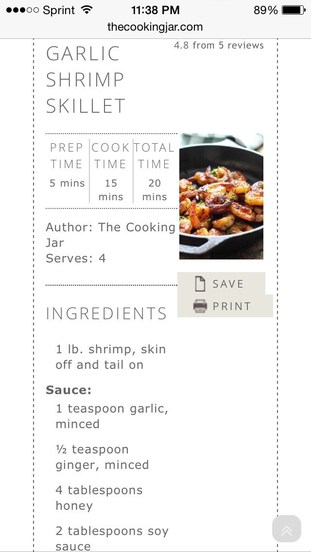 Honey Garlic Shrimp Skillet 