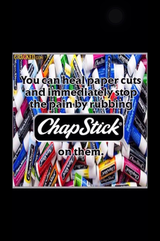 I'm not joking this actually works!! Put Chapstick over a paper cut and it heals the pain🚔🚨