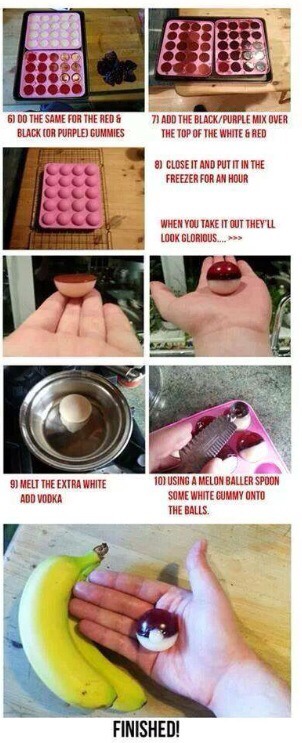 Vodka Cherry Pokeballs! Really Cute Idea. Step By Step Tutorial.