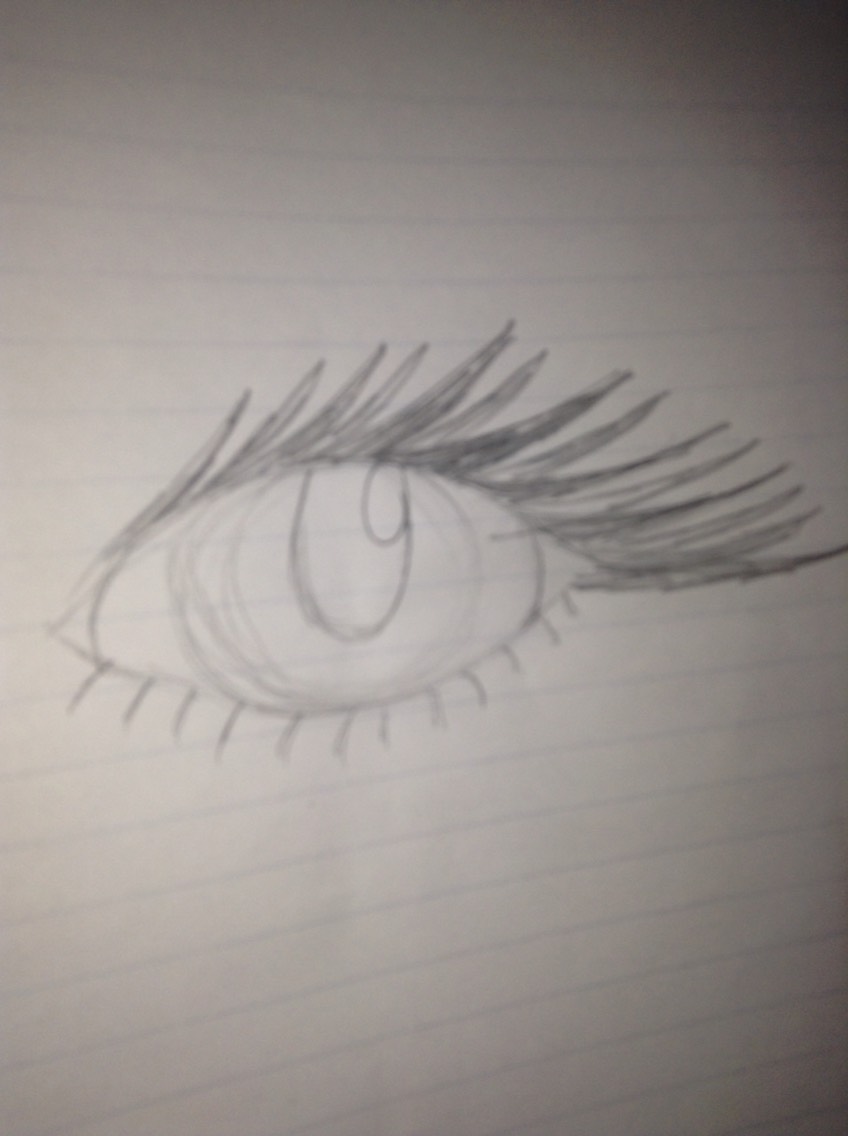 Add little curved dashes for bottom lashes.
