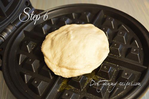 Step 6. Place 1 biscuit on center of waffle maker