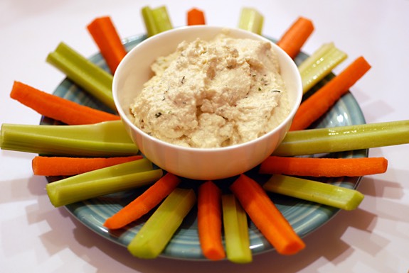 Dress up your dip. When it comes to what you can add to a basic dip, the sky's the limit. Creamy, strong-flavored cheeses — like blue cheese — work extremely well with your standard sour cream and mayo. And in a pinch, use chopped frozen spinach, jarred artichoke hearts or roasted red peppers.