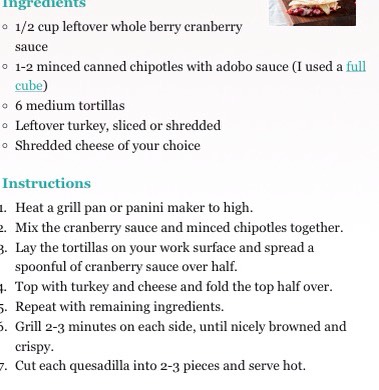 Turkey Quesadillas With Chipotle Cranberry Sauce 