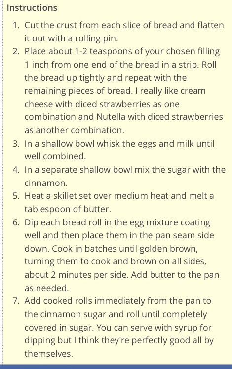 French Toast Roll Ups