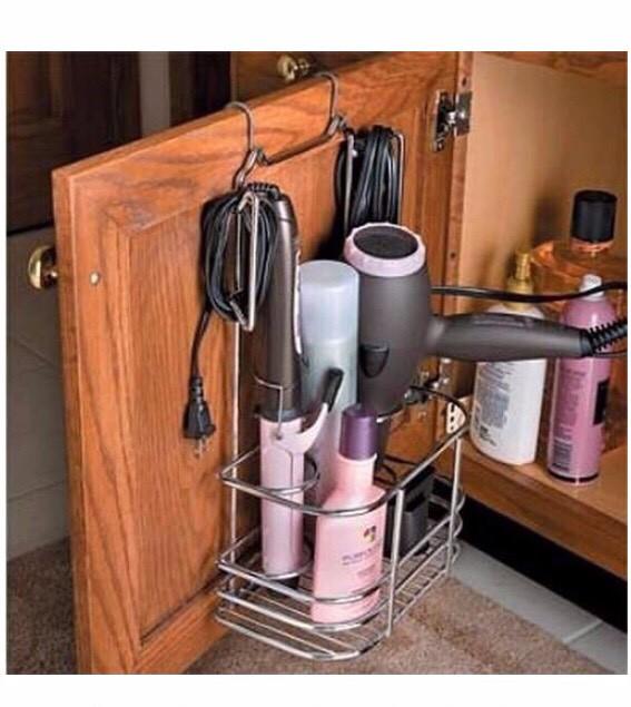 Put all your hair products in a basket hanging on a door!