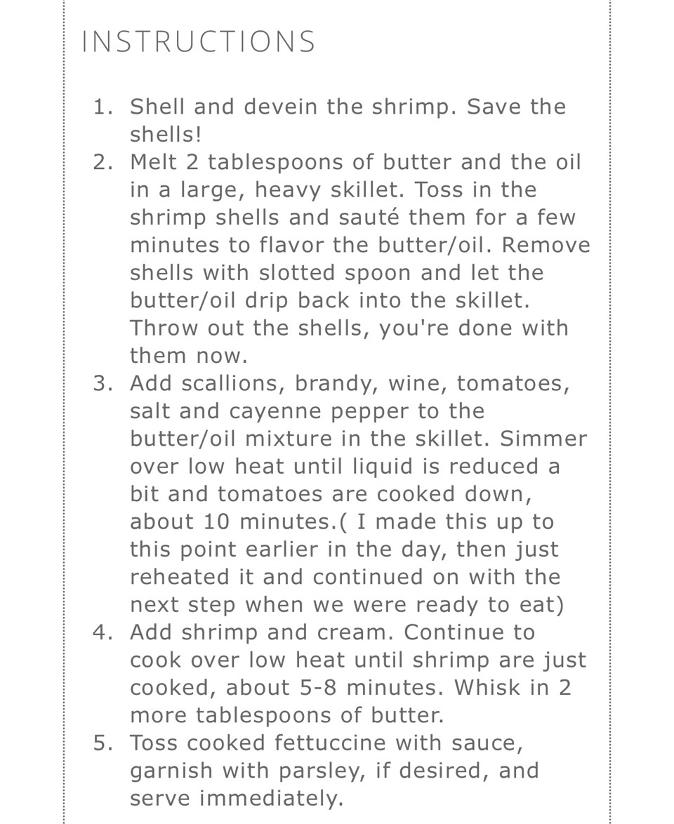 FETTUCCINE WITH CREAMY SHRIMP SAUCE!  