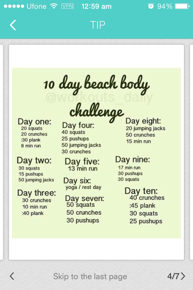 10 Days Beach Body Challenge 👍💪💯