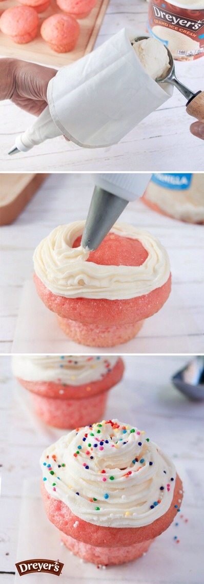 Ice cream frosted cupcakes