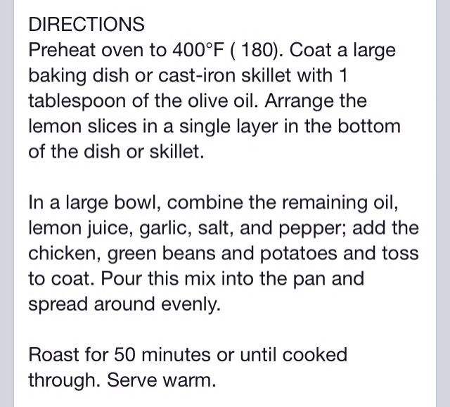 Garlic & Lemon Chicken With Red Potatoes And Green Beans 