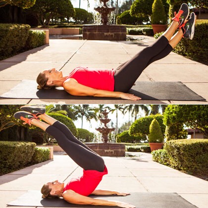 5. Criss cross lift and switch
• this two for one Pilates move doubles your fault belly result 