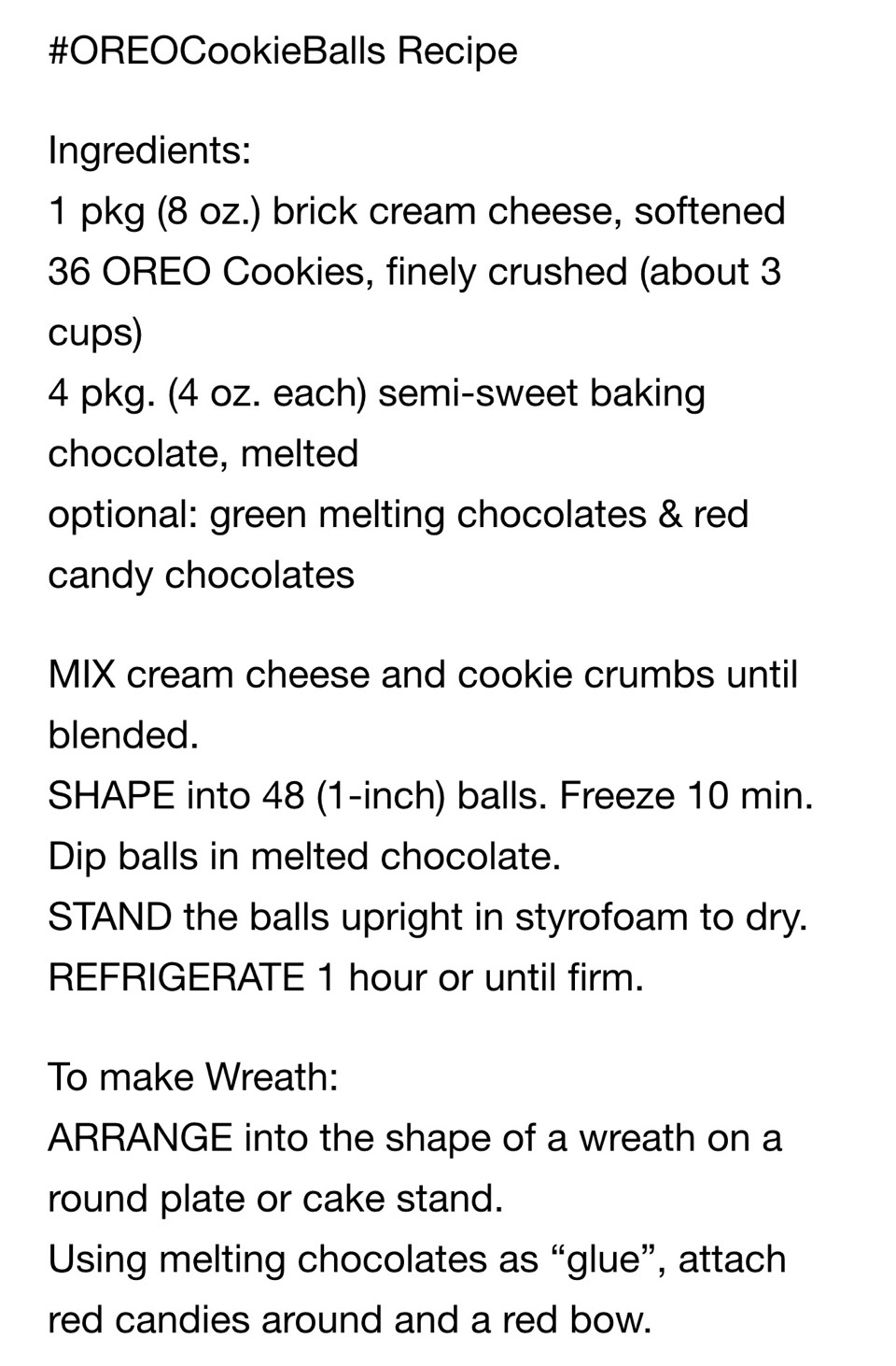 Oreo Cookie Balls Wreath Recipe For Holiday Season. With Step By Step Instructions 🎄😊