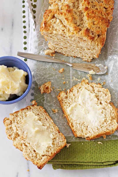 Buttery Honey Beer Bread With Honey Butter (that's a mouthful of delicious!)
http://cookiemonstercooking.com/2013/03/11/buttery-honey-beer-bread-with-honey-butter/
