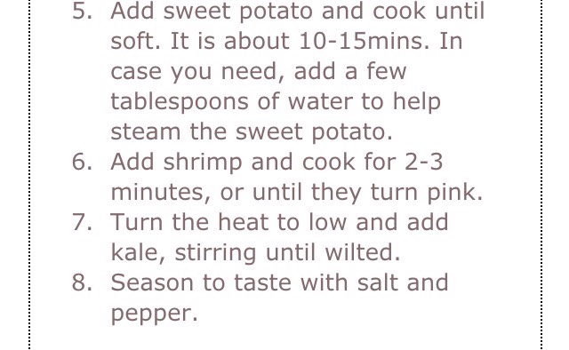 Sweet Potato, Kale, and Shrimp Skillet