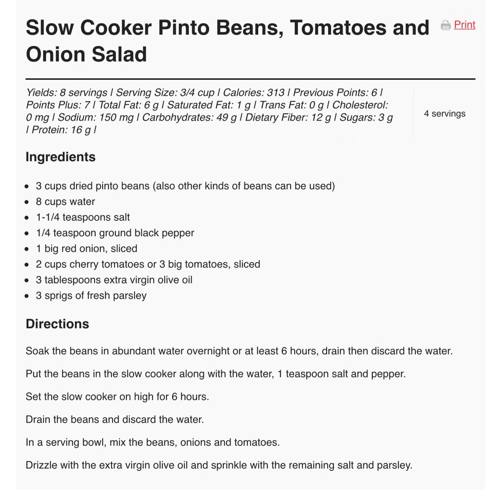Slow Cooker Pinto Beans, Tomatoes And Onion Salad 