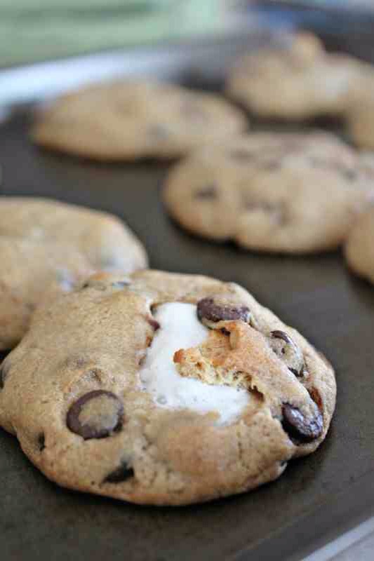 S'more Stuffed Chocolate Chip Cookies