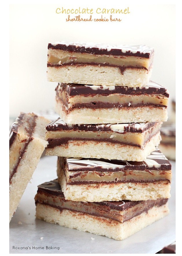Chocolate Caramel Shortbread Cookie Bars