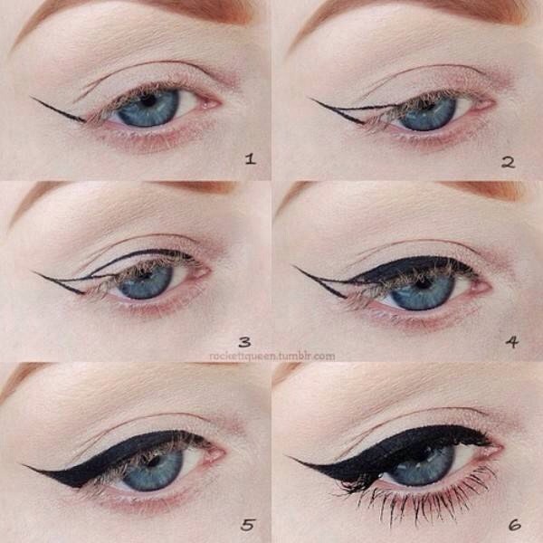 Step by step winged eyeliner 