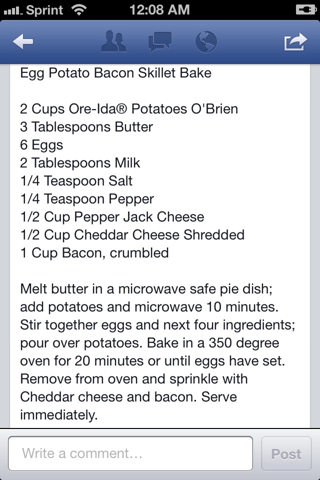 Egg Potato Bacon Skillet Bake