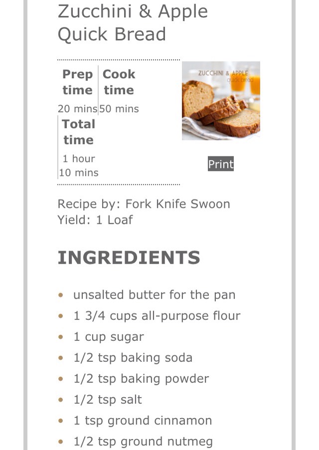 Zucchini & Apple Quick Bread