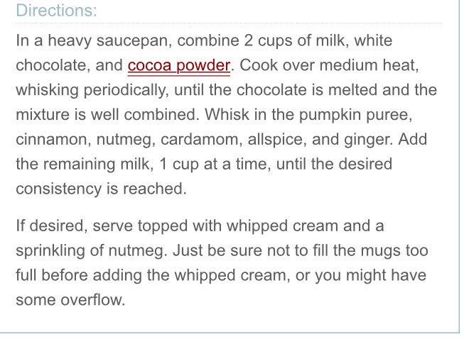 Pumpkin Spice White Hot Chocolate.