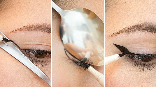 2. Use the handle and the rounded edge to create the perfect winged liner.