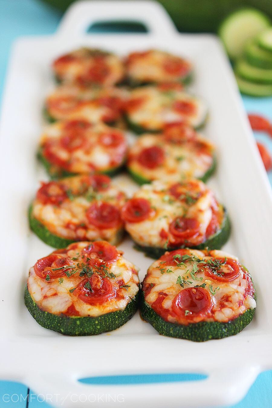 
20. Zucchini Stretch dough into a 15-by-9-inch rectangle. Top with minced garlic, thinly sliced zucchini, olive oil and red pepper flakes. Bake until crisp. You can also use the zucchini as the dough.
