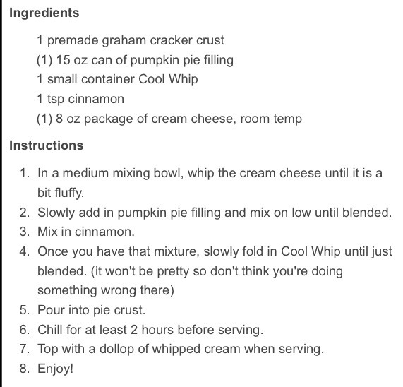 No-Bake Pumpkin Pie