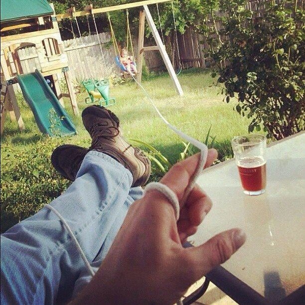 33. Push your kid on a swing from afar using a string or rope.