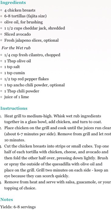 Grilled Chicken & Creamy Avocado Quesadillas 
