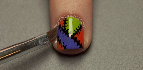 To finish up use a top coat or two and then clean up any mess around your cuticles using a clean-up brush dipped in pure acetone.