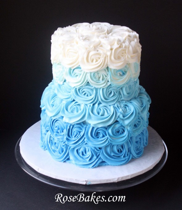 Blue swirl rose cake