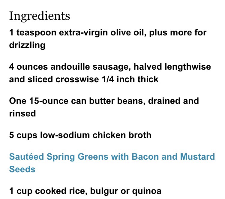 Bean Sausages Soup With Sautéed Green Beans 