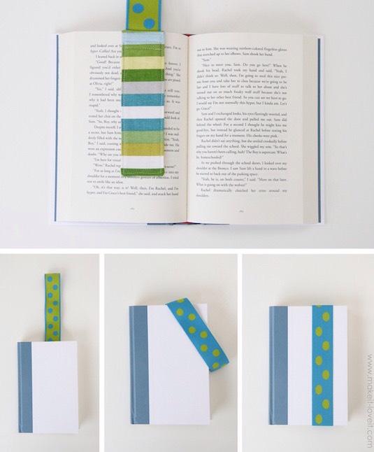 29. Stay-Put Elastic Bookmarks
Why is this the first time I’ve come across these? I’m not sure if you can buy them or not, but you can certainly make them. They mark your page and keep your book securely closed at the same time. This would be a brilliant gift for a traveler and book lover!
