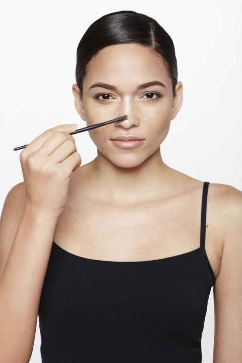 I apply the highlighter to any acne I have, then cover in foundation. I even apply a thin, blended line down the center of my nose to make my nose look thinner nose and line my lips in this to highlight my Cupid’s bow. I feel like a doll and I love it!