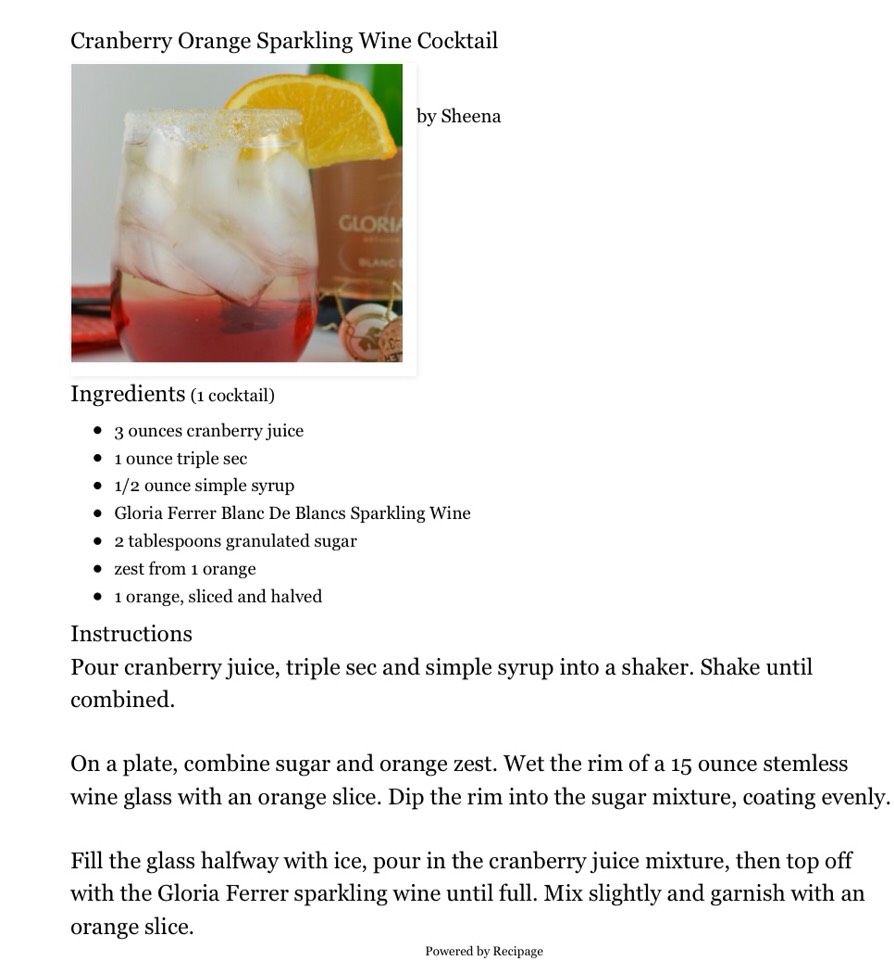 Cranberry Orange Sparkling Wine Cocktail 