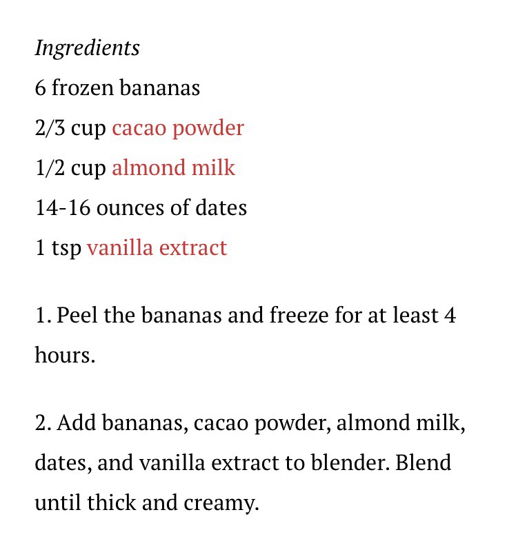 Chocolate Nice Cream -Vegan 