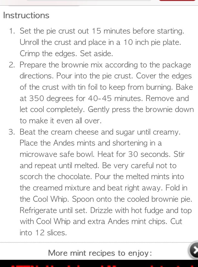 Andes Mint Cheesecake Brownie Pie! 
