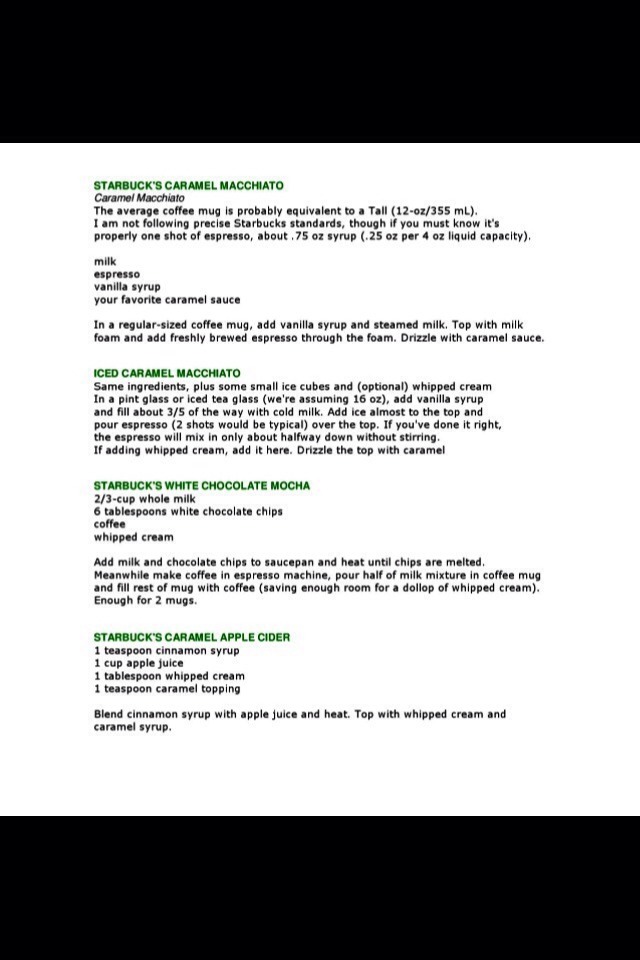 DIY Starbucks Recipes!!!! 