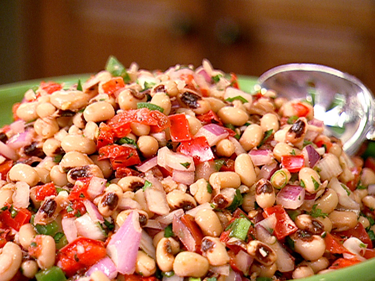 40. Black-Eyed Pea Salad: Whisk lime juice with minced garlic, ground cumin, salt, cilantro and a big splash of olive oil. Toss with black-eyed peas, minced jalapeño, and diced tomato, red onion and avocado.