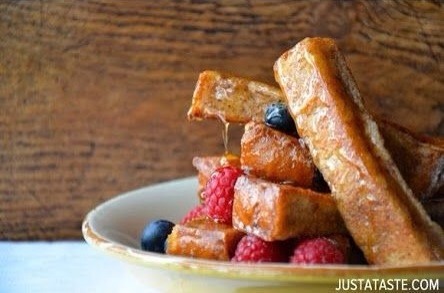 -> 8 slices thick-cut toast
-> 4 large eggs
-> 1 cup heavy cream
-> 2 1/2 teaspoons cinnamon
-> 1 Tablespoon sugar
-> 1 Tablespoon vanilla extract
-> Unsalted butter, for cooking
-> Maple syrup, for serving
