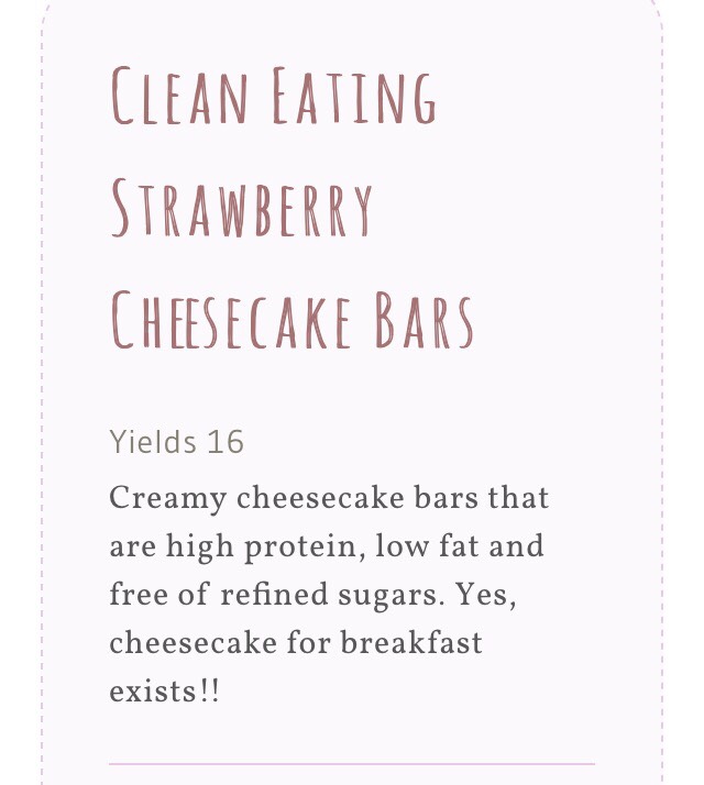 Clean Eating Strawberry Cheesecake Bars 🍰