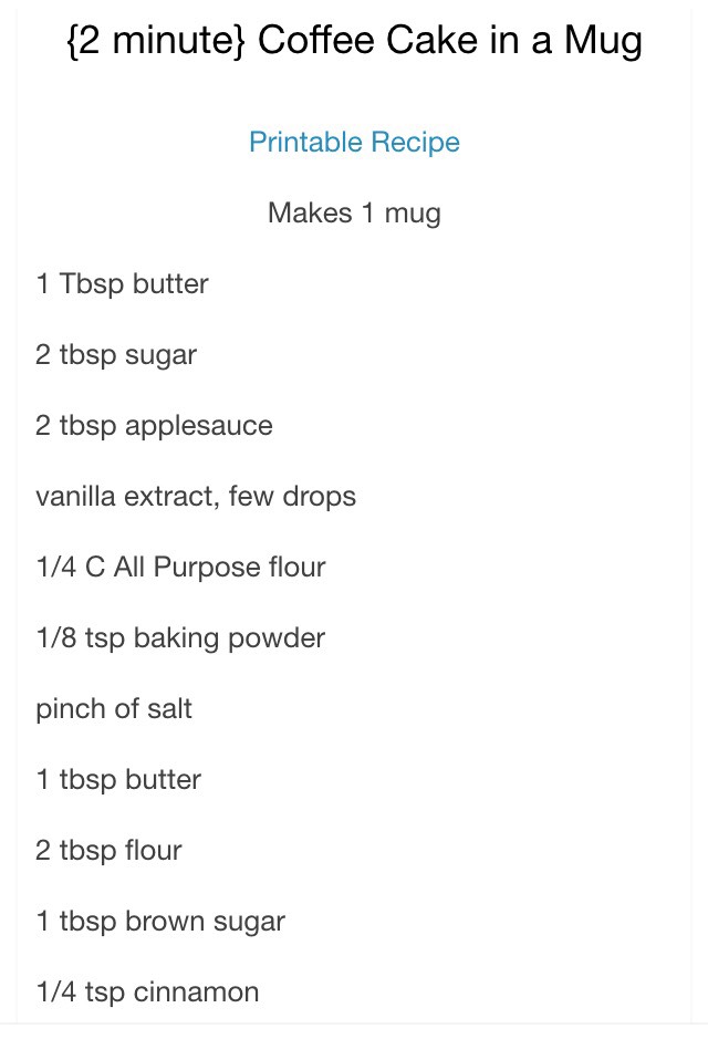 "2 MINUTE COFFEE CAKE IN A MUG"