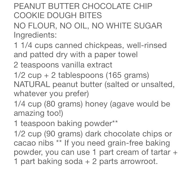 Peanut Butter Chocolate Chip Cookie Dough Bites- No Flour, Oil, Or White Sugar!