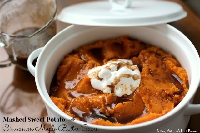 MASHED SWEET POTATOES WITH CINNAMON MAPLE BUTTER SAUCE #Friendsgiving