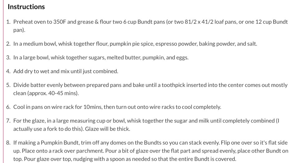 PUMPKIN SPICE LATTE BUNDT CAKE